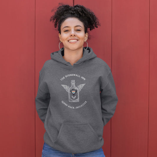 The Stonewall Inn Gives Back Initiative Tattoo Wings Hoodie in Heather Grey