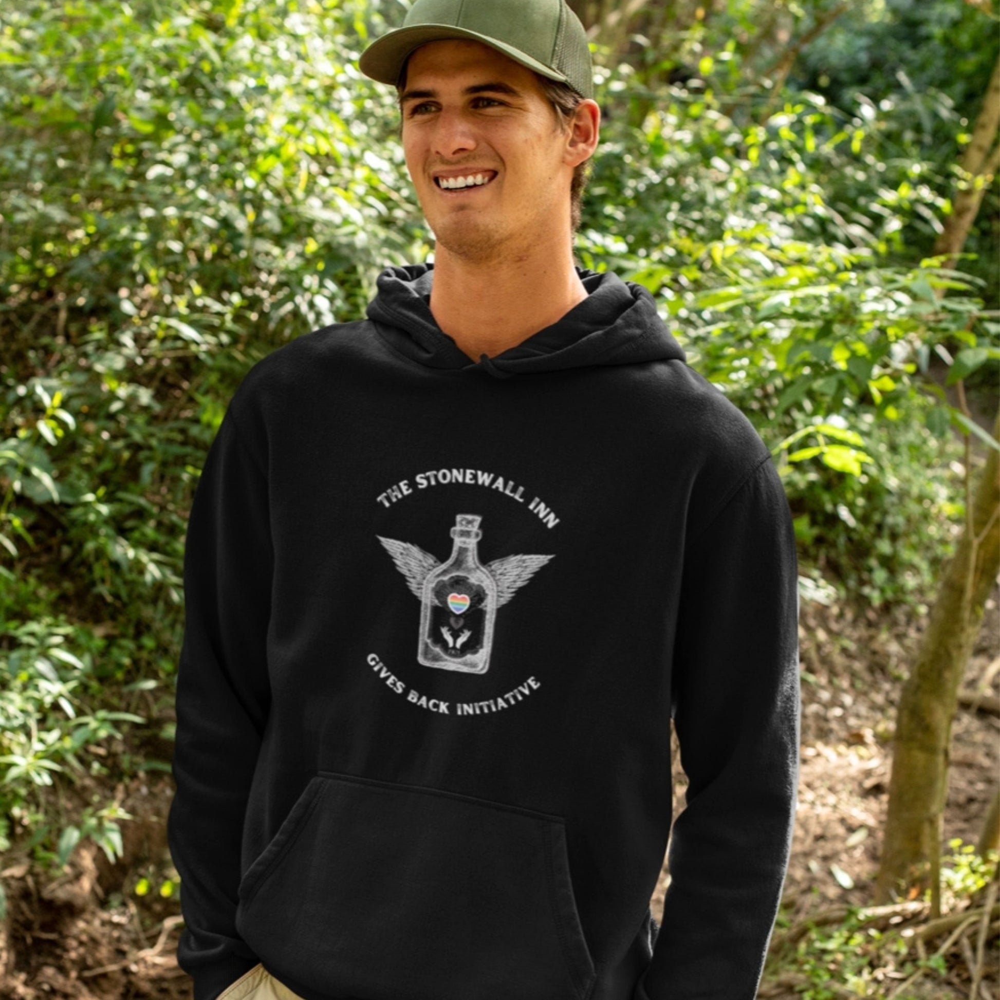 The Stonewall Inn Gives Back Initiative Tattoo Wings Hoodie in Black