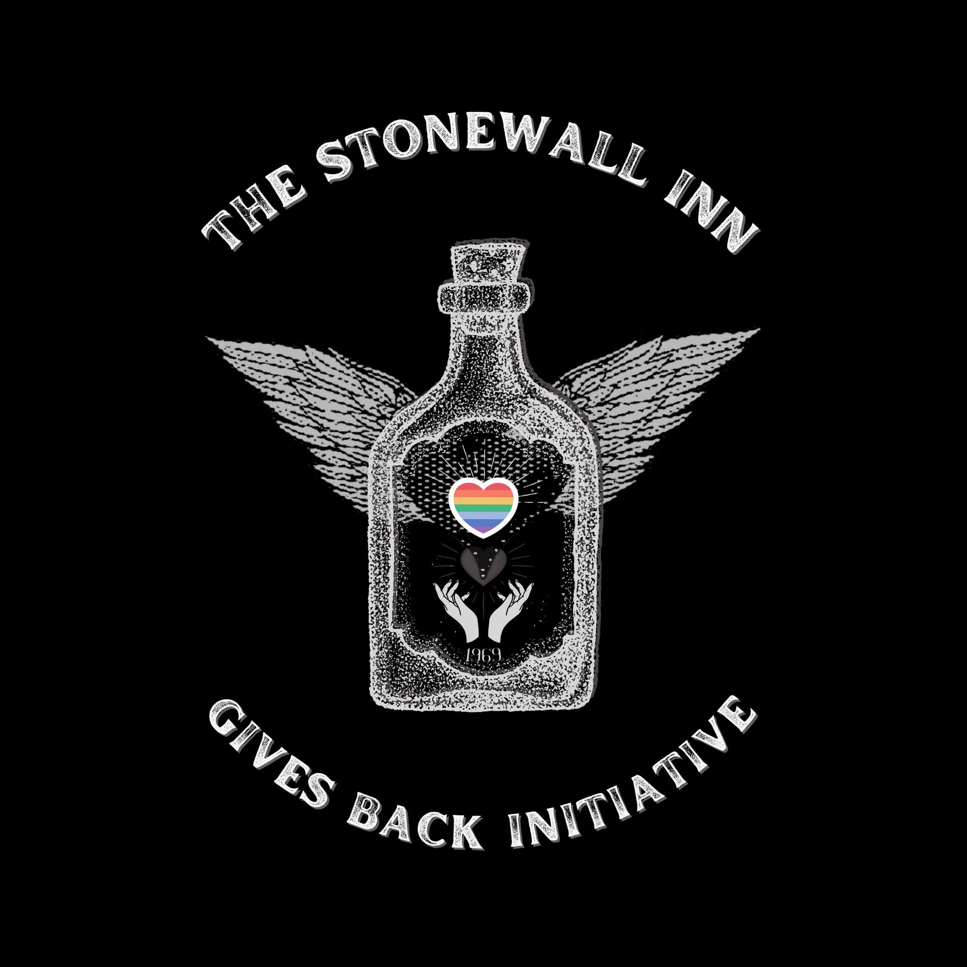 The Stonewall Inn Gives Back Initiative Tattoo Wings Short Sleeve Tee in Black