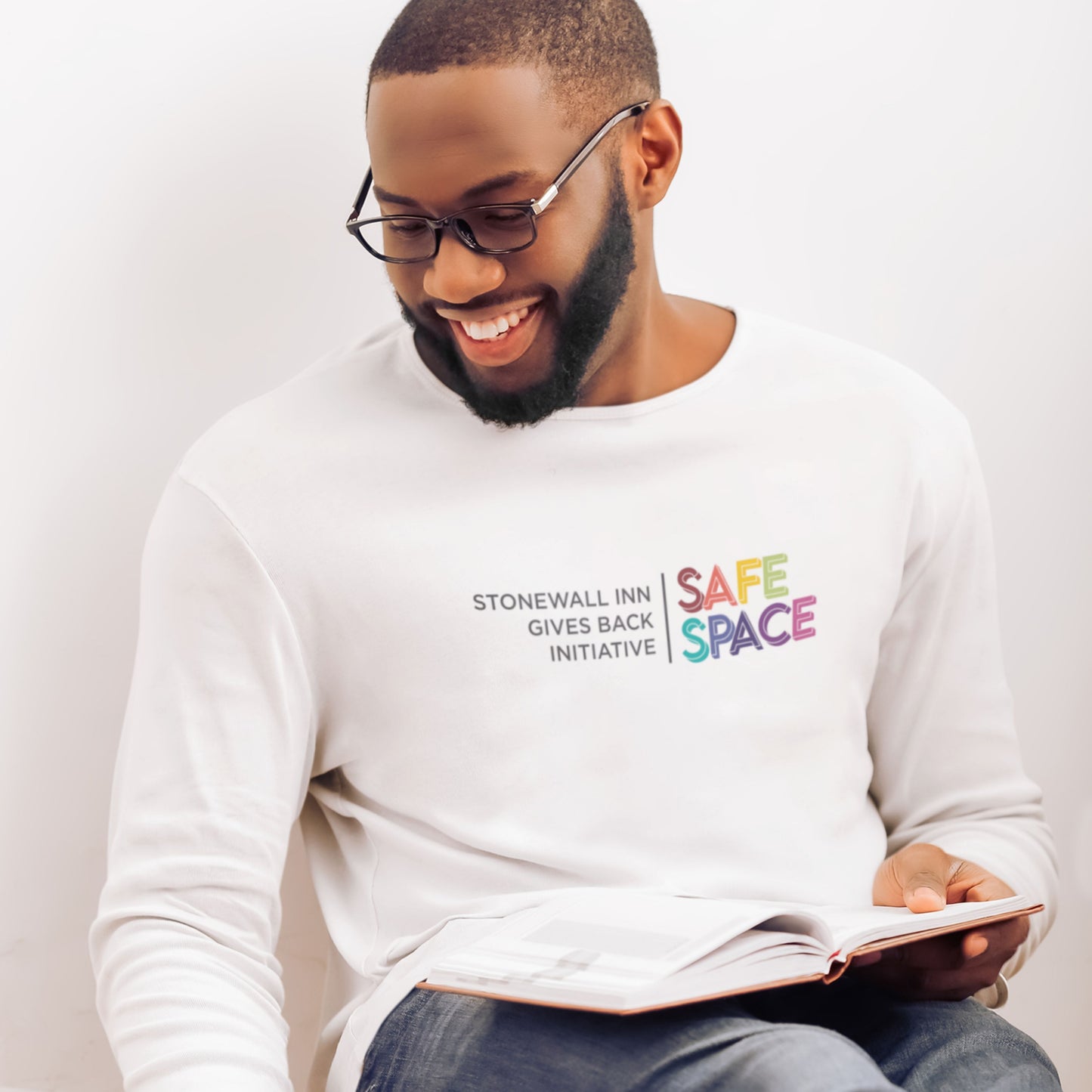 Safe Space Stonewall Inn Gives Back Initiative Long Sleeve Tee in White