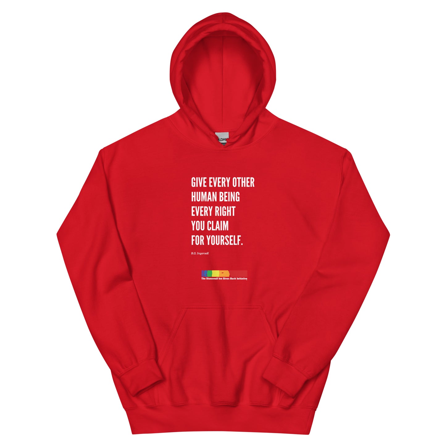 "Give Every Other Human Being Every Right You Claim For Yourself" LGBTQ+ Support Hoodie in Red