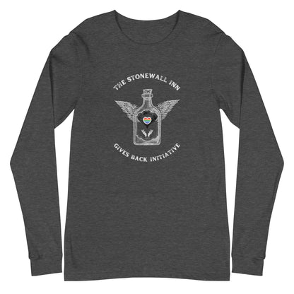 The Stonewall Inn Gives Back Initiative Tattoo Wings Long Sleeve Tee in Dark Grey Heather