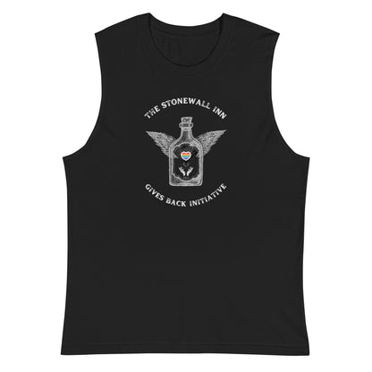 The Stonewall Inn Gives Back Initiative Tattoo Wings Muscle Tank in Black