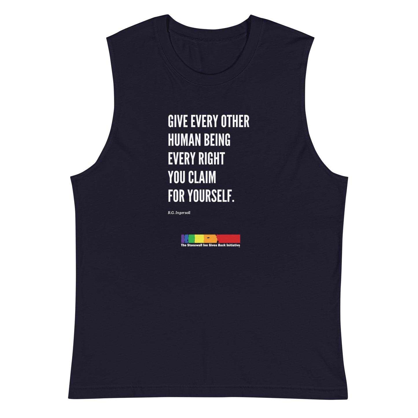 "Give Every Other Human Being Every Right You Claim For Yourself" LGBTQ+ Support Muscle Tank in Navy