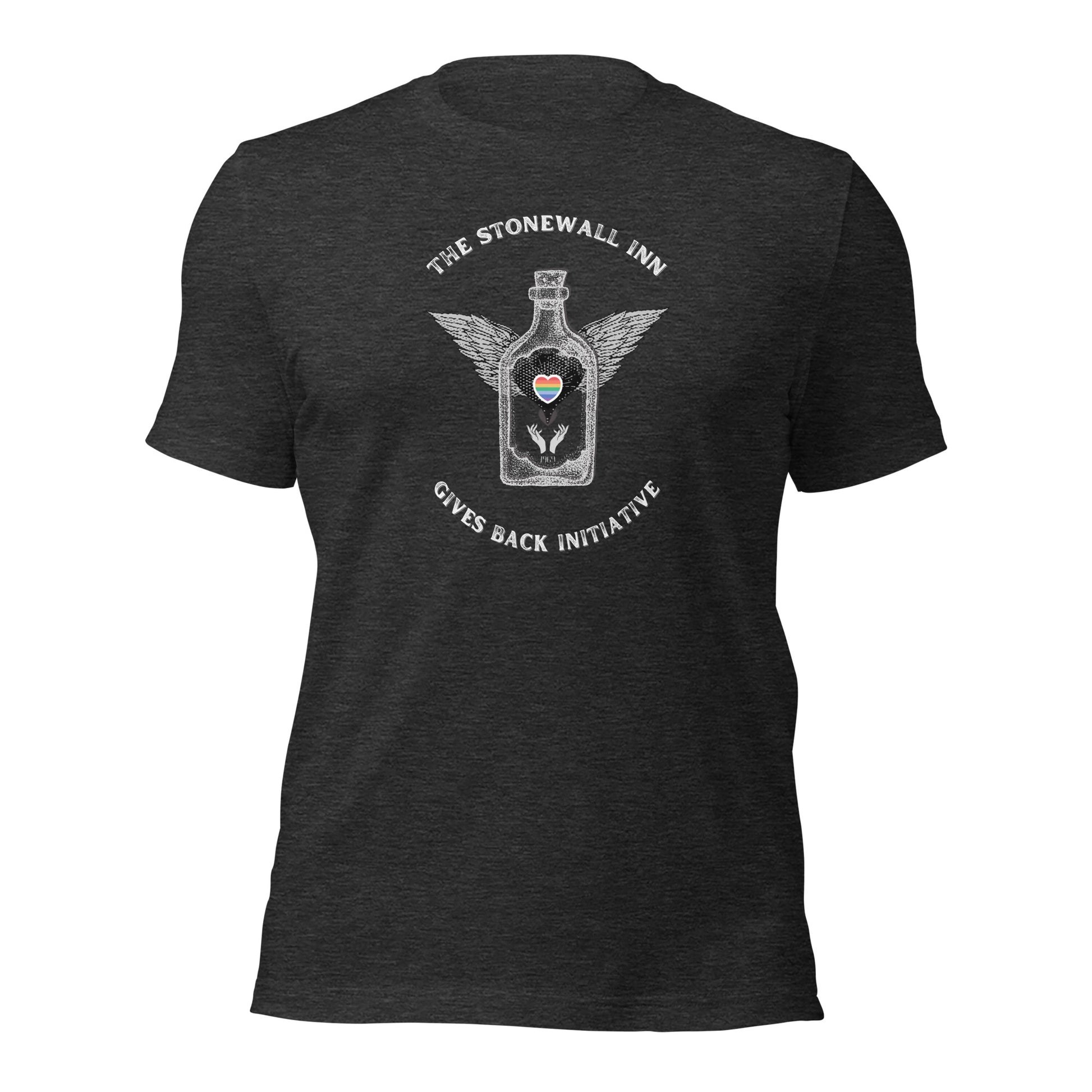 The Stonewall Inn Gives Back Initiative Tattoo Wings Short Sleeve Tee in Dark Grey Heather