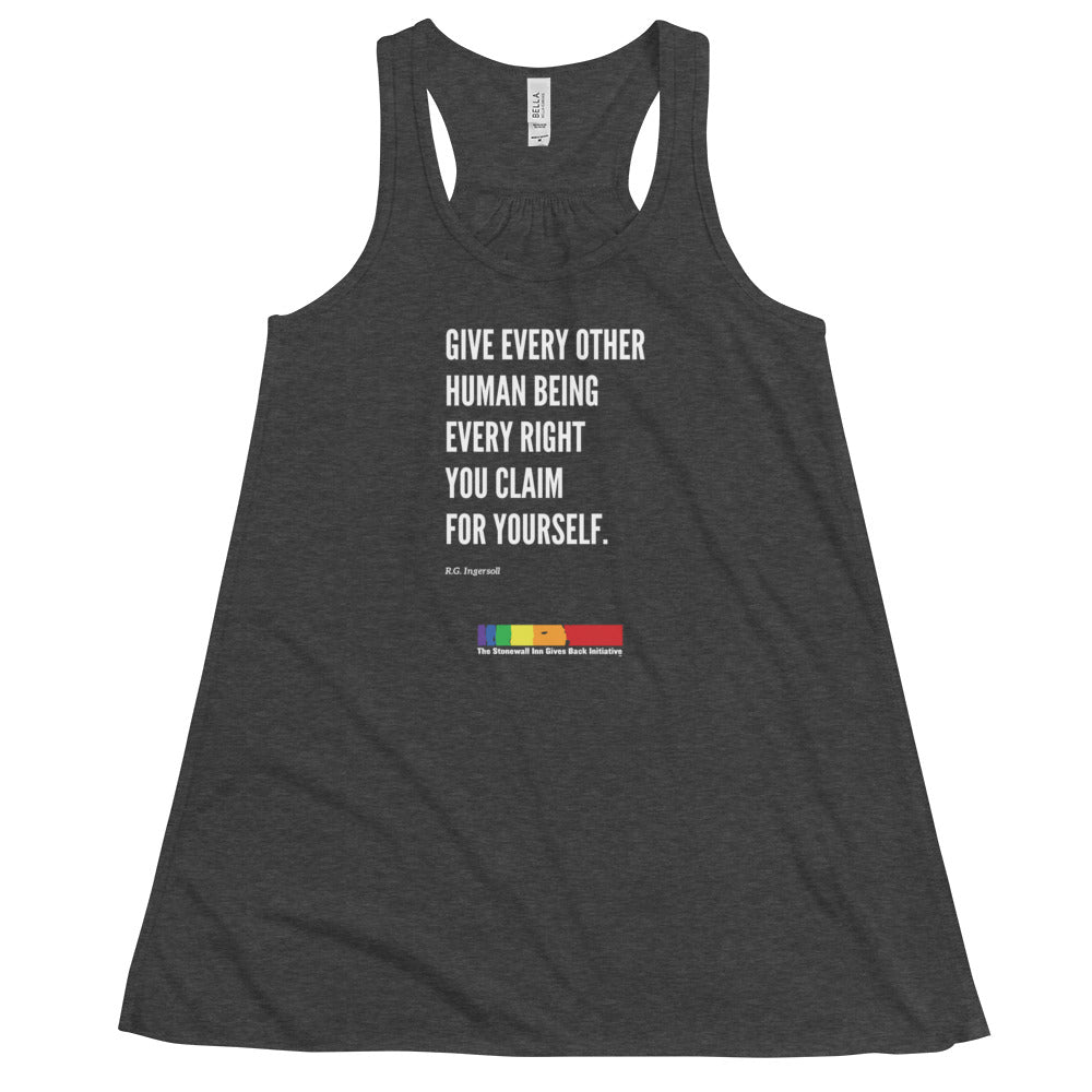 "Give Every Other Human Being Every Right You Claim For Yourself" LGBTQ+ Support Flowy Tank in Grey Heather